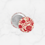 Pin Bros Buttons Tema Tiny Red French Floral Pattern Size 58mm Pin Bros Buttons Tema Tiny Red French Floral Pattern Size 58mm